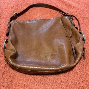 Banana Republic Camel Leather Braided Hobo Bag Large